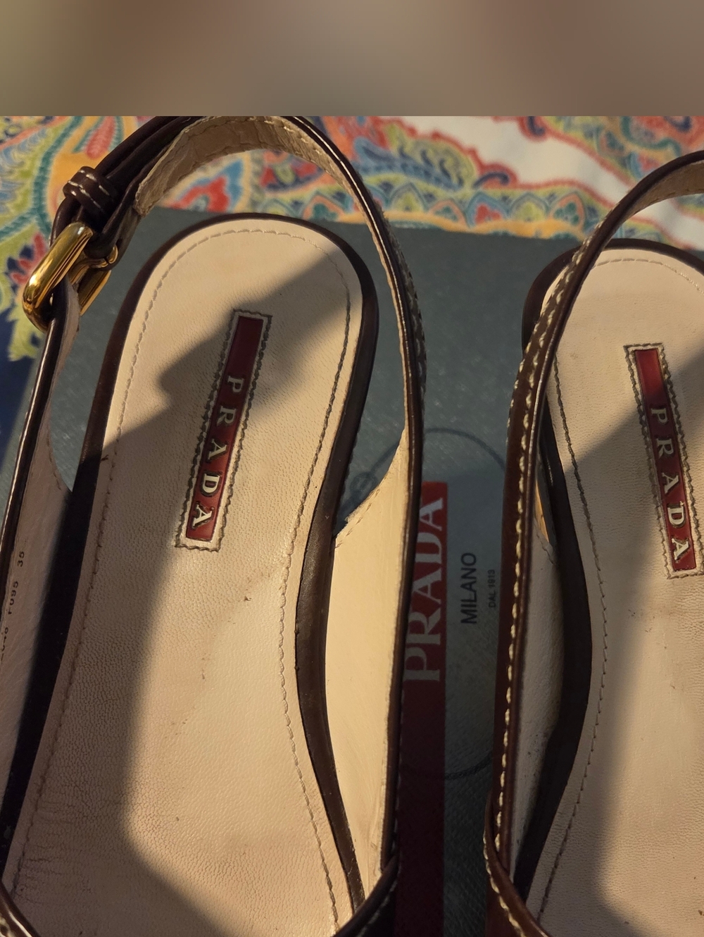 Prada Womens Brown Wedge Sandals, Size 35 - Picture 11 of 14